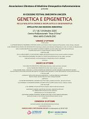 Xii festival dell'omeopatia hahnemanniana – genetica e epigenetica nella malattia cronica